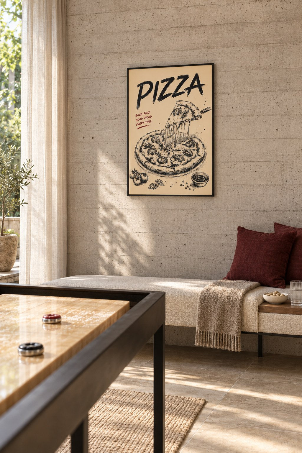 Good Mood Pizza, styled interior