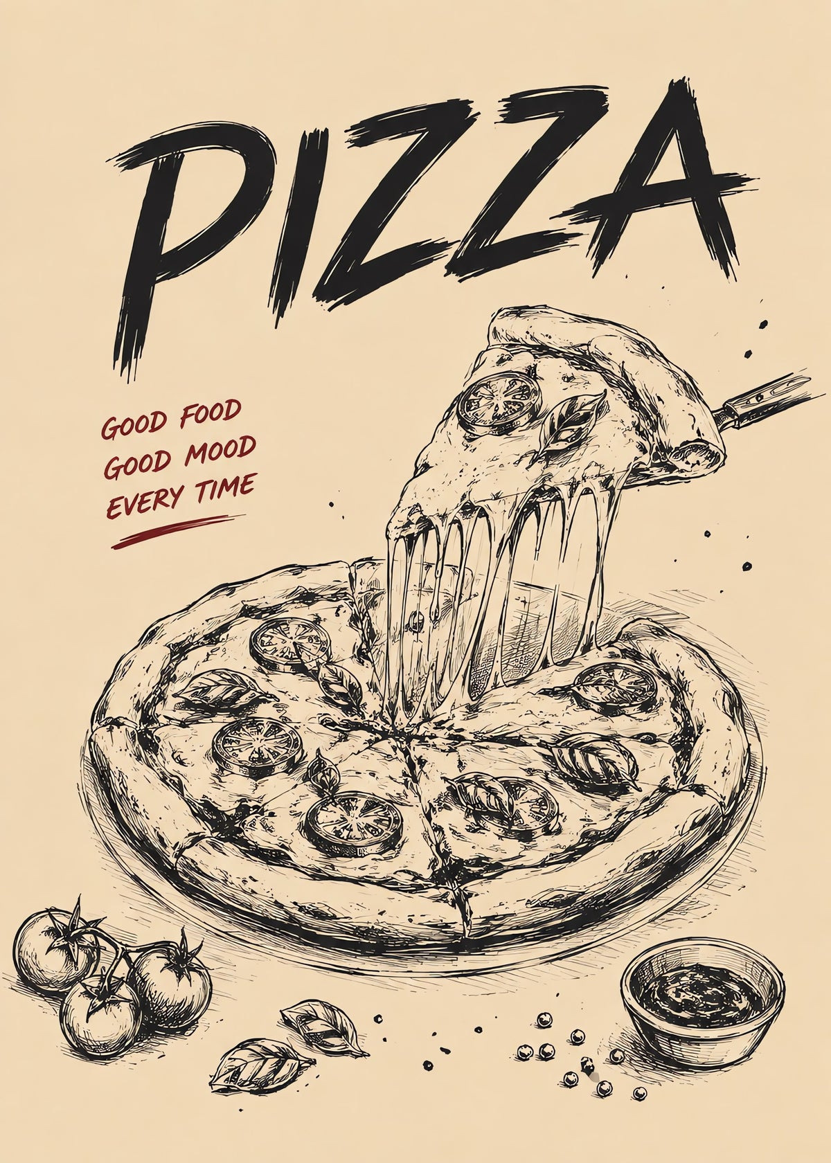 Good Mood Pizza, flat artwork