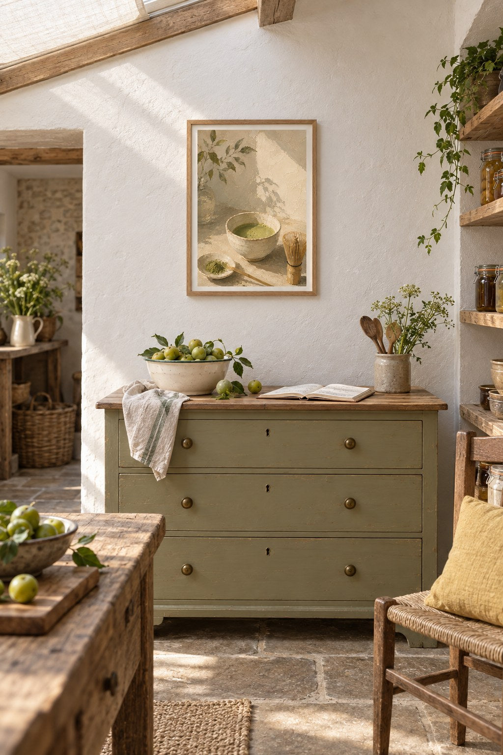 Matcha in Oils, styled interior