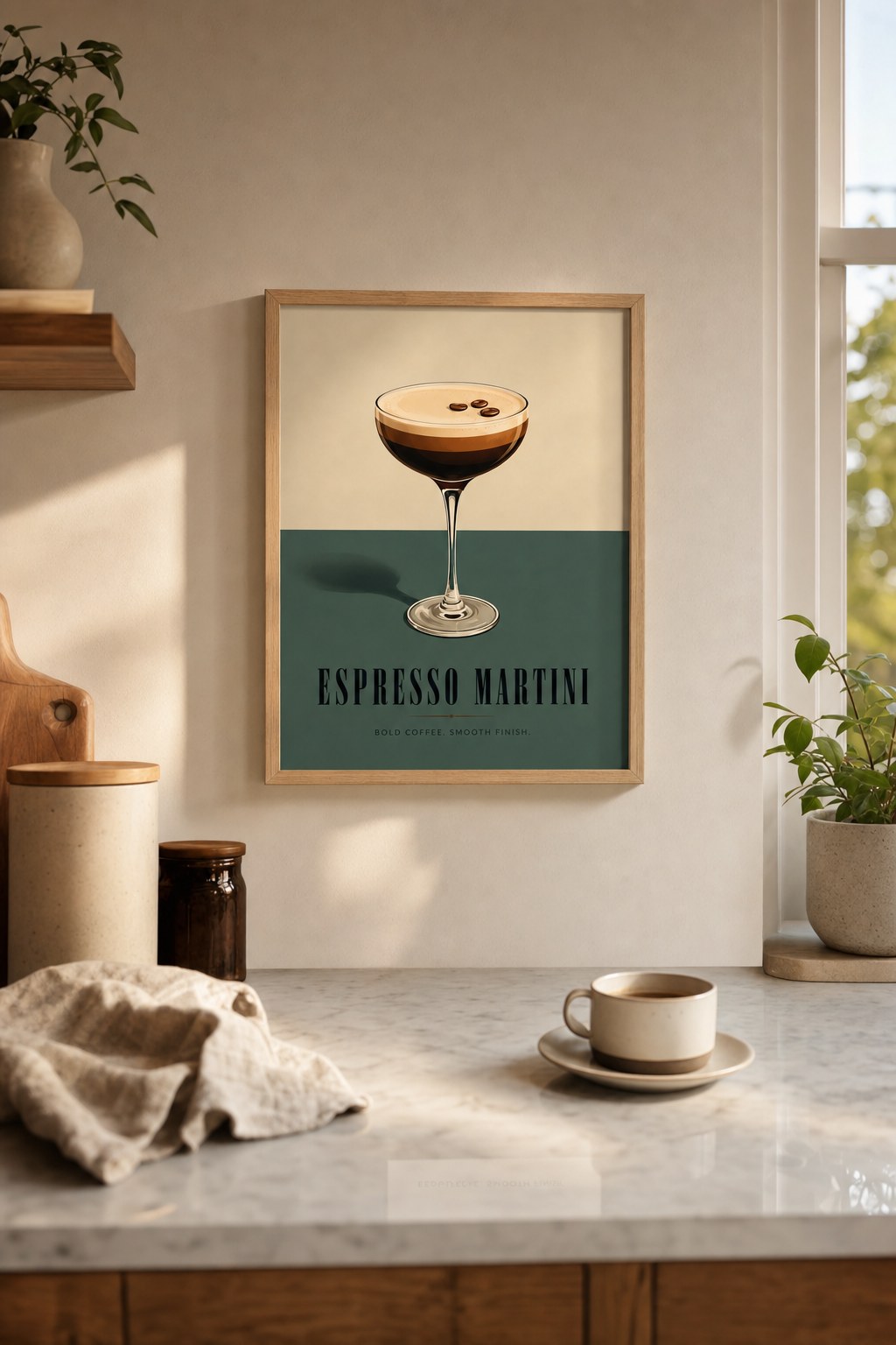 Midnight Espresso Martini, styled interior