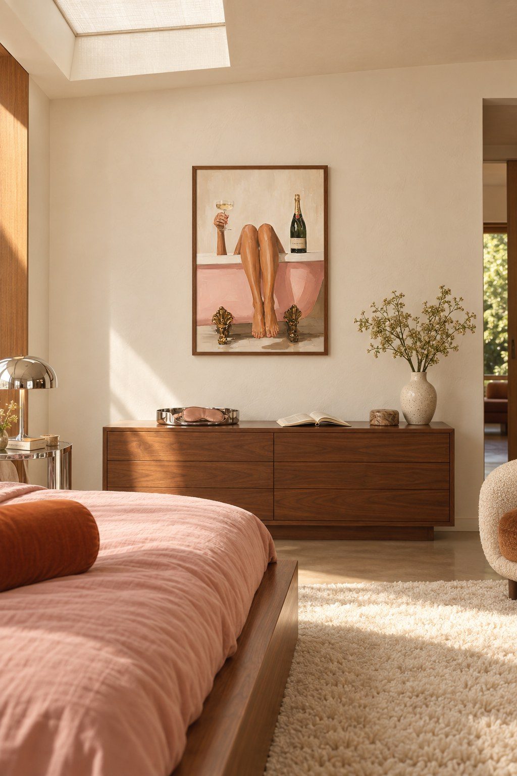 Champagne Bath Reverie, styled interior