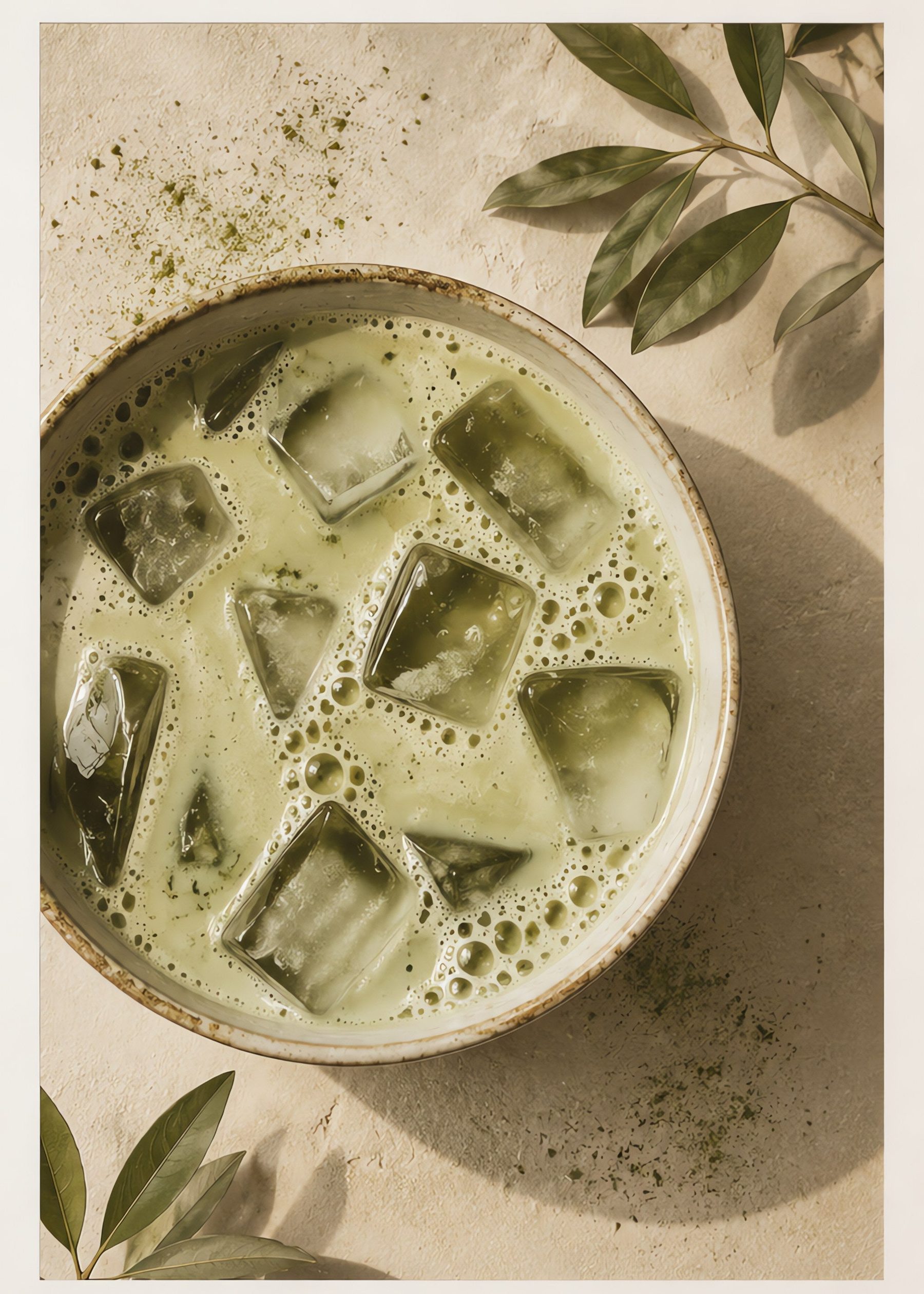 iced matcha, flat artwork