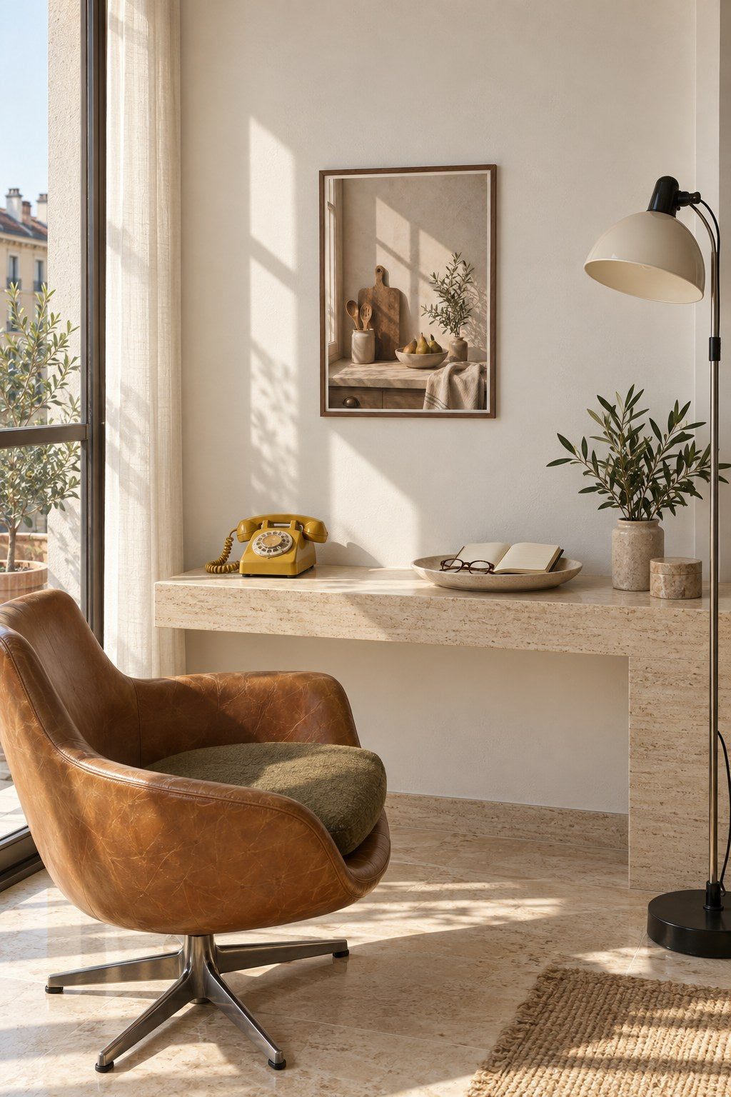 Sunlit Kitchen Stillness, styled interior