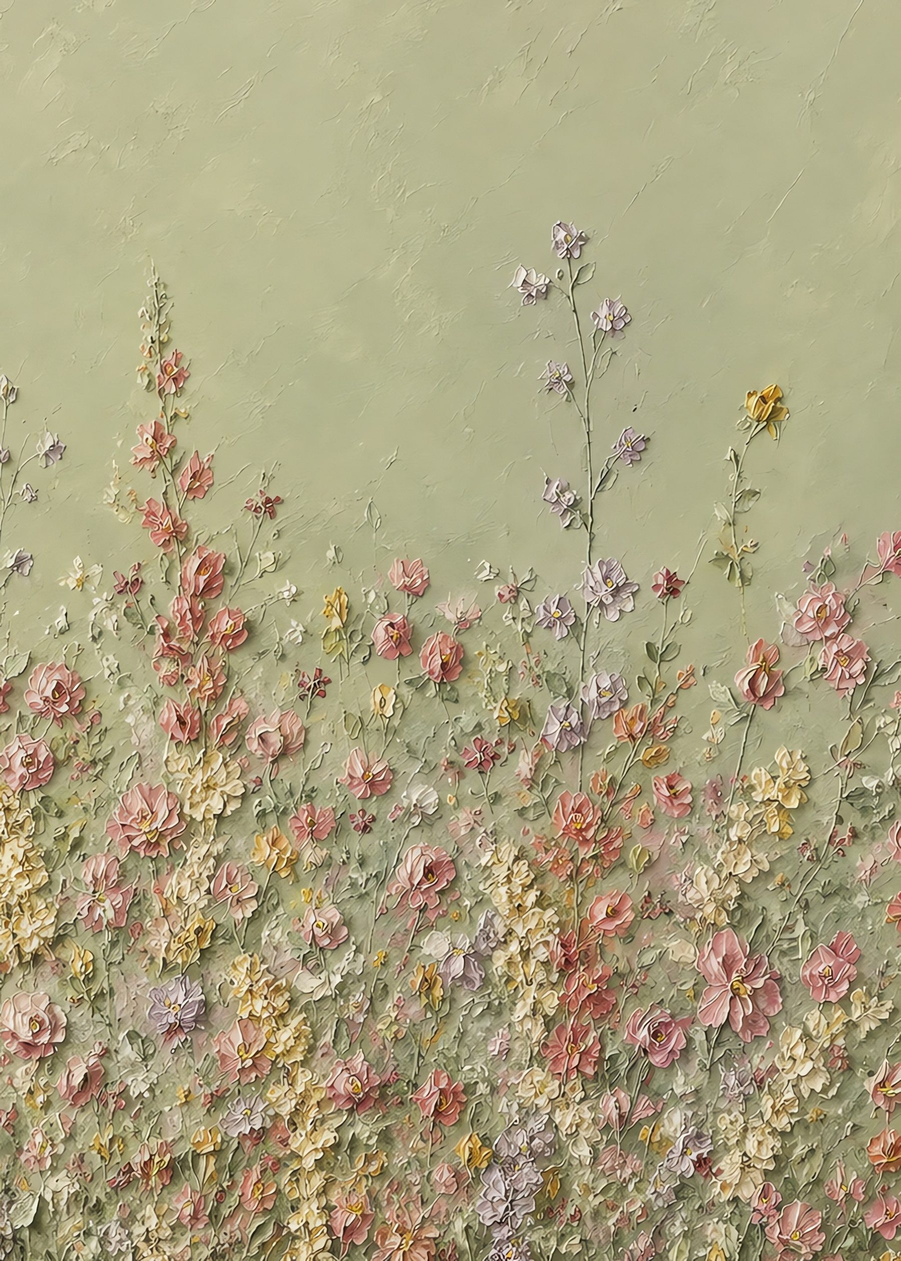 wildflower field in sage, flat artwork